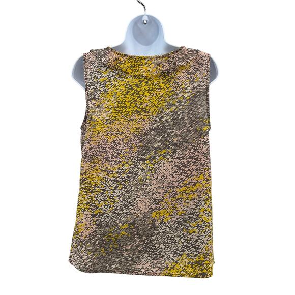 Gap Blouse Printed Ruffle V-neck WMNS S Gray/Pink/Yellow Sleeveless Geo Pattern - Picture 5 of 9